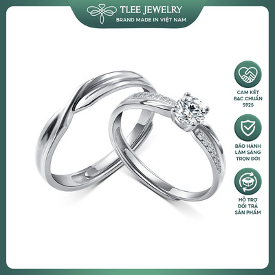 Nhẫn bạc đôi TLEE mẫu thân viền đá TLEE JEWELRY ND0101