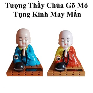 Tượng Thầy Chùa Gõ Mỏ Tụng Kinh May Mắn Trang Trí