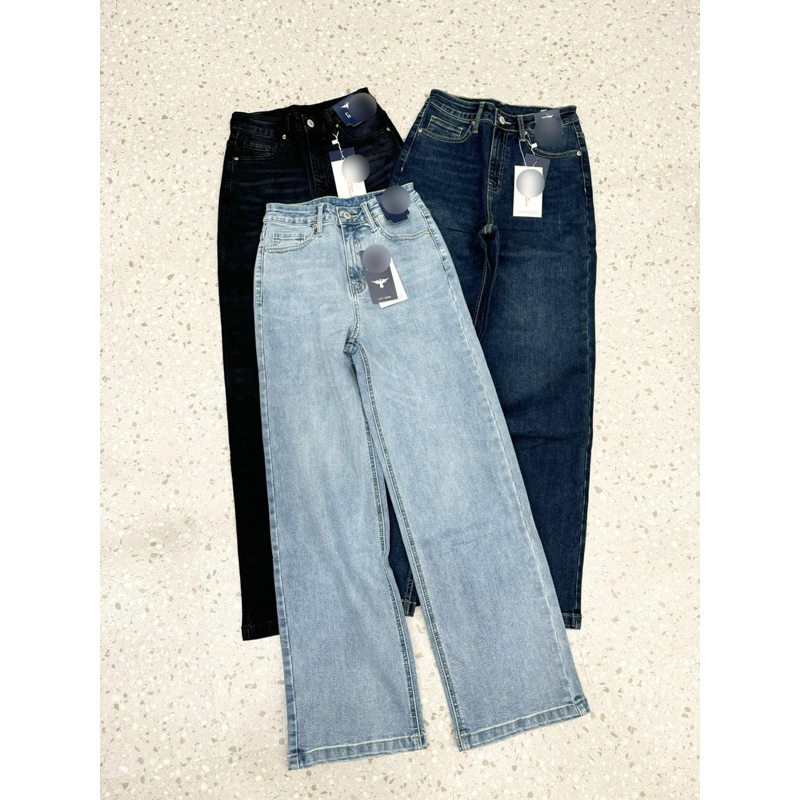 Quần jean nữ G@P ống suông rộng size 26-30-Chất jean mềm mịn