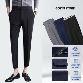 Quần Tây Nam GOZIN.STORE Quần Âu Nam cao cấp Công Sở Dáng Ôm Chuẩn Vải lụa Không Nhăn Không Xù cao cấp -JA34