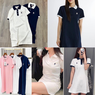 (ảnh thật hàng 1:1) Váy polo gấu who au hoạ tiết full Monogram m/ lb màu thun cotton xịn 1:1