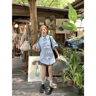 Mèo Mỡ Bigsize — Set bộ sơmi nơ nhí xanh kèm chân váy xám xếp ly bigsize 60-95kg