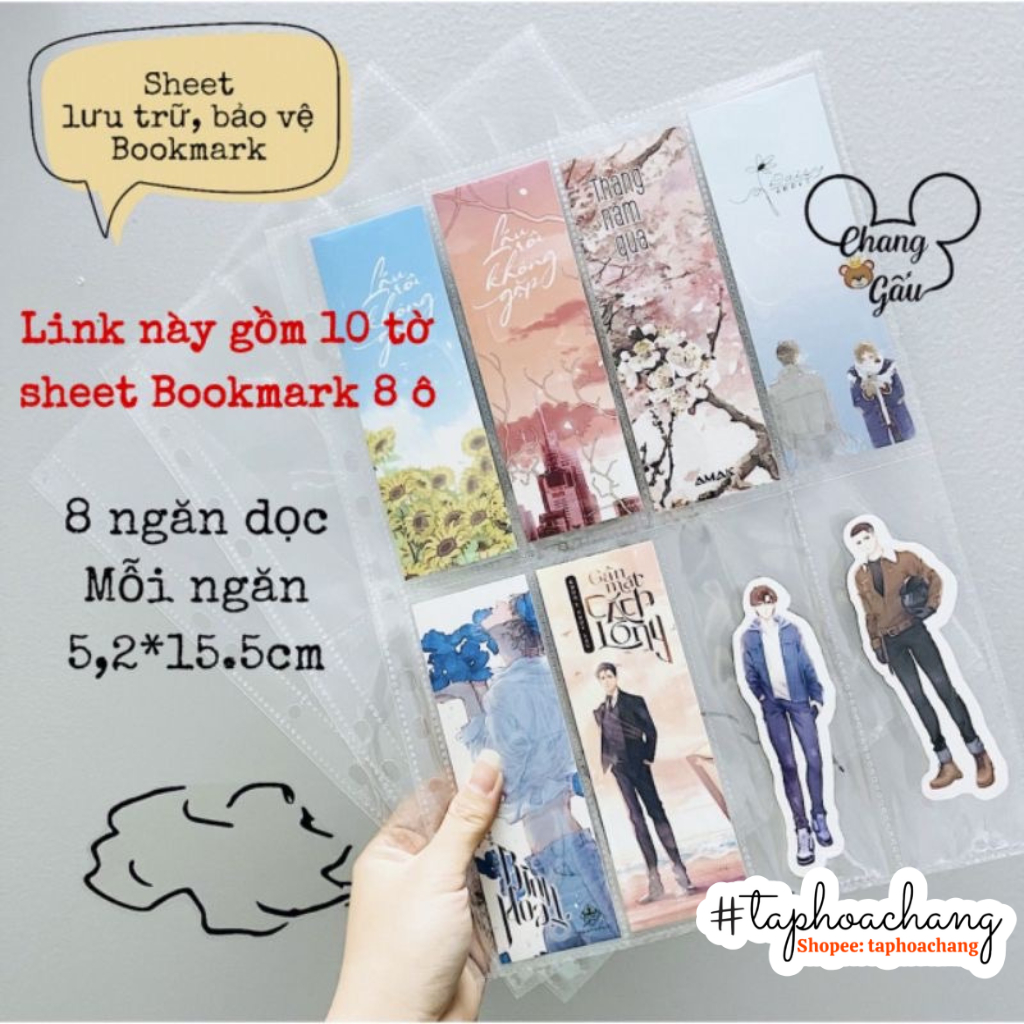 10 Sheet đựng Bookmark 8 ngăn - Binder sheet bookmark 8 ô dọc - Sheet A4