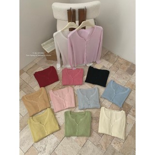 Áo cardigan len mỏng dài tay hàng Quảng Châu cao cấp chuẩn tag Yjia Studio