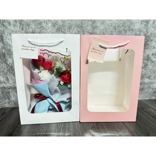 Túi giấy mặt kính đựng hoa và quà, hàng Trung dày dặn size 25*35*15cm
