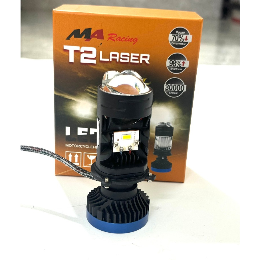 Đèn Pha Led Bi Cầu Mini T2 Kính Tím Phiên Bản Mới Gắn ÔTô Xe Máy Chân H4 - Bảo Hành 1 Năm