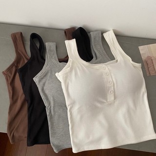 Áo croptop thun tăm gân hai dây co giãn thời trang hè cho nữ