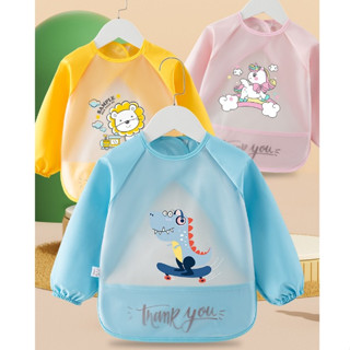  Áo Yếm Ăn Dặm Có Máng Dài Tay cao cấp Cho Bé ăn dặm Tạp Dề Cho trẻ Có Máng Dễ Dàng Vệ Sinh - conmon 