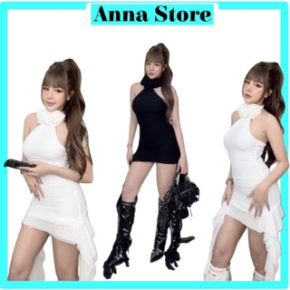 Đầm body yếm 2 hoa Jennie ôm vừa vặn thun co giãn hàng thiết kế may 2 lớp M1301