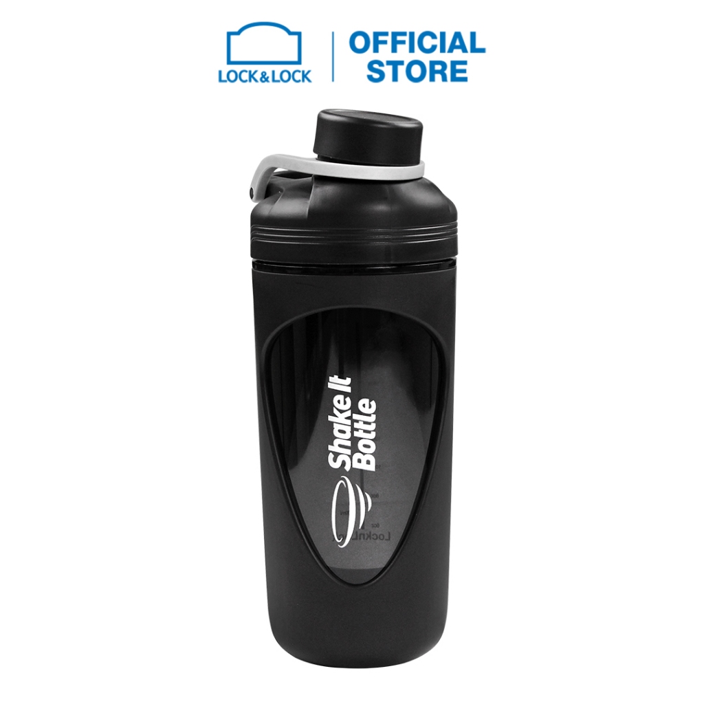 Bình Lắc Tập Gym LocknLock 800ml, Bình Nước Lắc Whey Shaker Thể Thao tập Gym 2 Màu Đen Trắng HAP949 24Lock