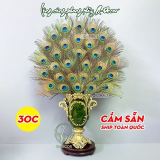 Bình lông công phong thủy CẮM SẴN 30 cành mắt to 4-6cm, mã BXL, chất liệu nhựa Composite