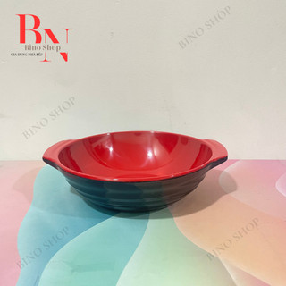 Tô Nhựa Melamine Có Quai Hai Lớp Đỏ Đen
