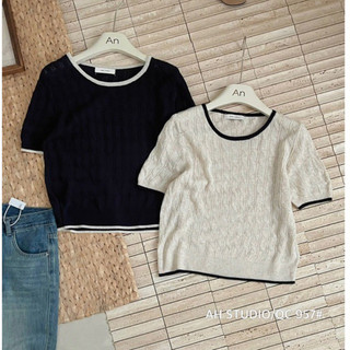 Áo len montogi mỏng viền basic kèm ảnh thật