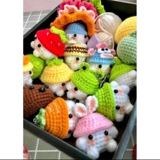 Móc khóa nấm len đội mũ cosplay 5x6cm