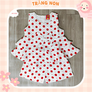 Đồ bộ bé gái mặc nhà, vải đũi mát mẻ, kiểu dáng dễ thương. Bộ quần áo trẻ em cho bé gái (5-12kg)