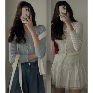 Áo khoác cadigan len gân cúc dọc nhiều màu hàng quảng châu m.802