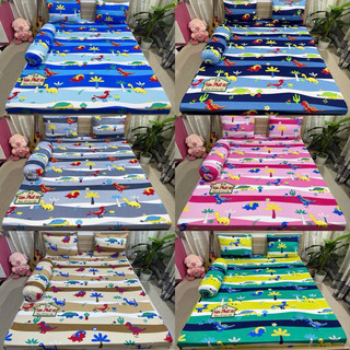 Bộ drap thun Hàn Quốc mẫu hoạt hình khủng long