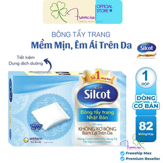 Bông tẩy trang silcot nhật bản hộp 82 miếng xanh dương - bông silcot unicharm xanh dương 82 miếng