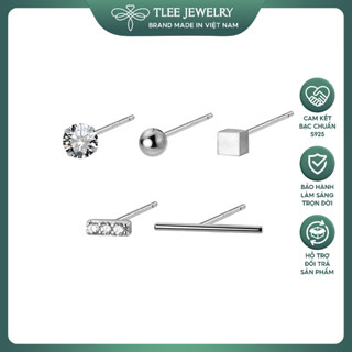 Khuyên tai bạc nữ TLEE Set bông tai 5 món trendy xinh xẻo TLEE JEWELRY B0210