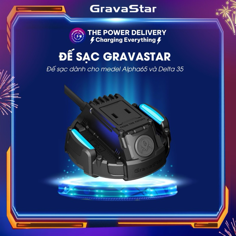 Đế sạc Gravastar dành cho model Alpha65 và Delta35 kèm dây dài 1m5, tiện lợi khi setup bàn làm việc