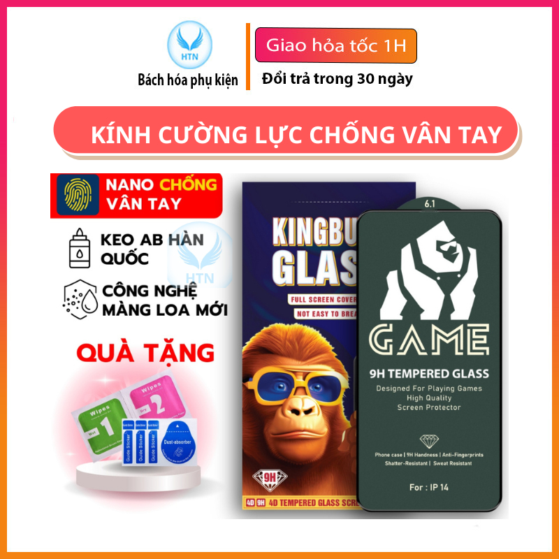 Kính cường lực ip KigKog chống vân tay Loại Tốt 6/6s/6plus/7/8/7plus/8plus/x/xs/xsmax/11/12/13/14/15 pro/promax