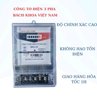 Công tơ điện 3 pha 1 giá trực tiếp 100a ,công tơ 3 pha, bách khoa bka-3c