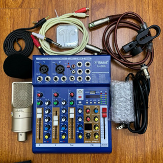 Chọn Mic Hát Thu Âm Livestream MIXER Yamaha F4 Pro + Mic Takstar PC K200 dây livestream , lấy nhạc , kẹp mic đầy đủ