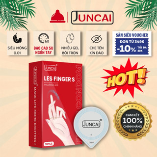 Bao cao su ngón tay Juncai LES FINGER cao cấp, bao ngón tay siêu mỏng hương dâu vani, bcs ngón tay hộp 10 cái
