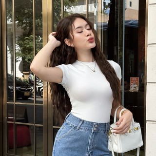 Áo thun ôm body KAYLIN Basic form ôm body chất vải thun gân cao cấp co giãn mát mẻ-voi.studio