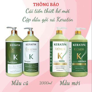 (Chính Hãng) Cặp gội xả keratin Exiness K 2000ml hương thơm nước hoa chống rụng tóc mềm mượt