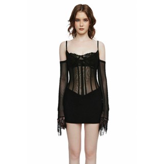 ERYS STUDIO - Đầm lưới hai dây phối bra và găng tay sexy