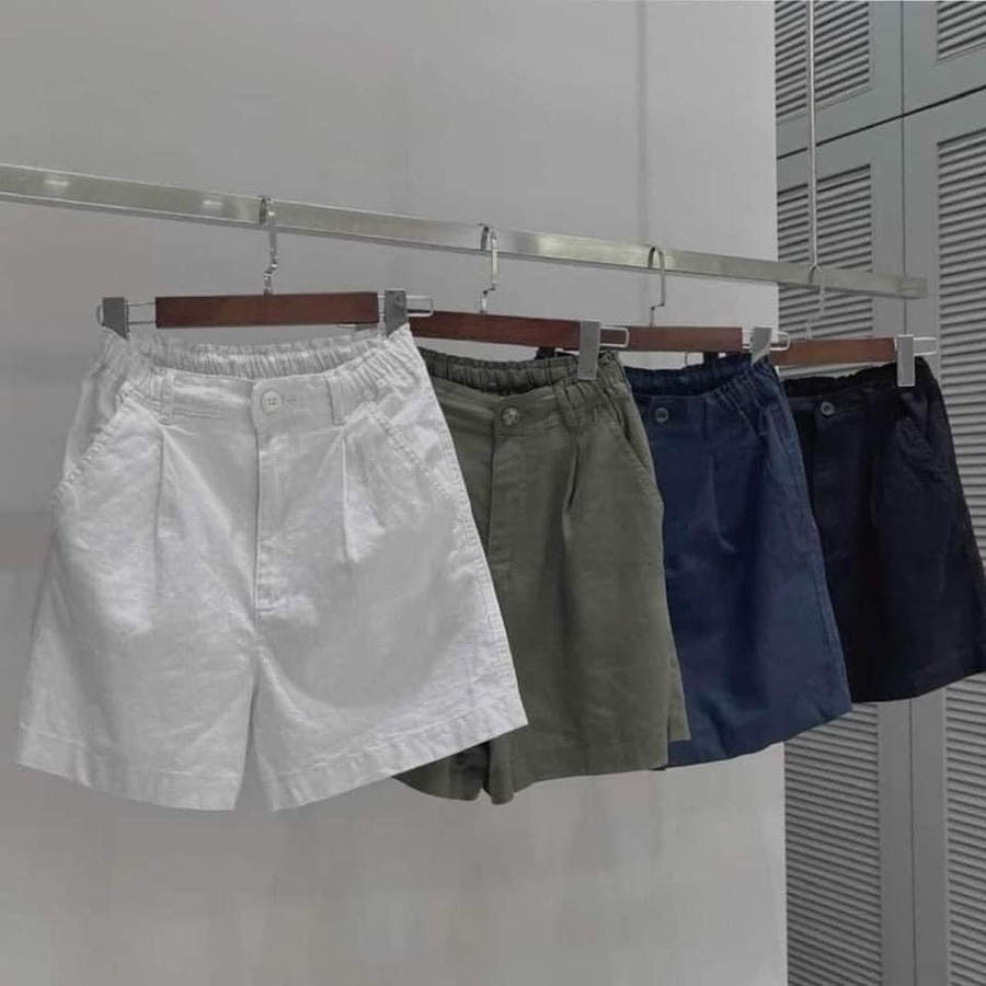 Quần sóc nữ form rộng lưng chun SLINEN, chất vải Linen bột, form suông rộng thể thao trẻ trung - QS0