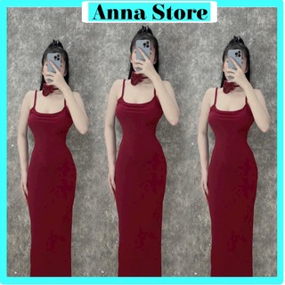 Đầm body tay dài dây cổ kèm hoa có mút chất thun borip co giãn thích hợp mặc đi tiệc đi làm đi chơi M1311