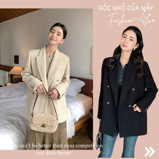 PSM21 Áo khoác dạ tweed Pusumede dáng blazer form suông cao cấp GNCM