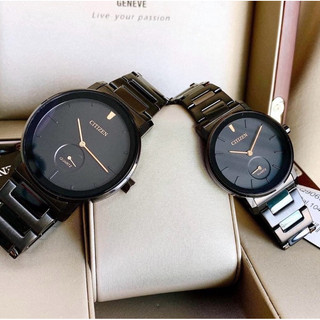 Đồng hồ đôi nam nữ dây thép citizen quartz be9187-53e và eq9065-50e