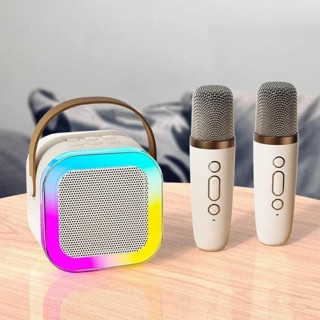 Loa Karaoke Mini K12 Có 2 Micrô Không Dây, Loa Wirrless Di Động Có Đèn Tiệc Quà Tặng Sinh Nhật 2GOOD