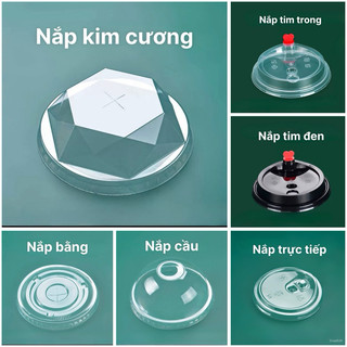 Combo 50 nắp cầu tròn /nắp cầu thấp/ nắp bằng/ kim cương/ uống trực tiếp nhựa pet trong suốt phi 95