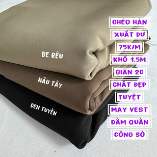 Vải Quần Chéo Hàn-Kaki Đũi -dày dặn mượt ít nhăn,  May váy,áo -sang trọng