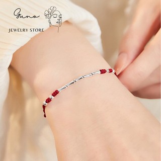  Vòng tay chỉ đỏ ngũ sắc charm bạc 925 cây tre _gunojewelry 