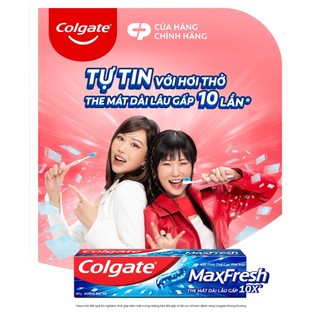 Colgate MaxFresh hương bạc hà 225g tặng kèm bàn chải đánh răng đi kèm mỗi tuýpi