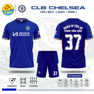 Bộ áo đá bóng clb chelsea màu xanh bích dk 2425