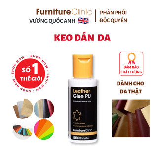 Keo dán da Leather glue 50ml hãng Furniture Clinic nước Anh giúp dán chắc các vết rách, thủng, cắt