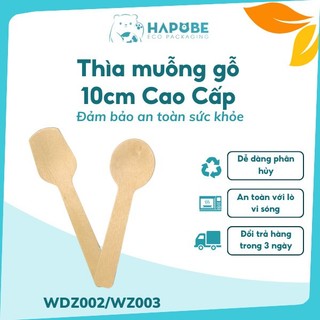 Combo 50 thìa muỗng gỗ nhỏ vòm dùng 1 lần Hapobe