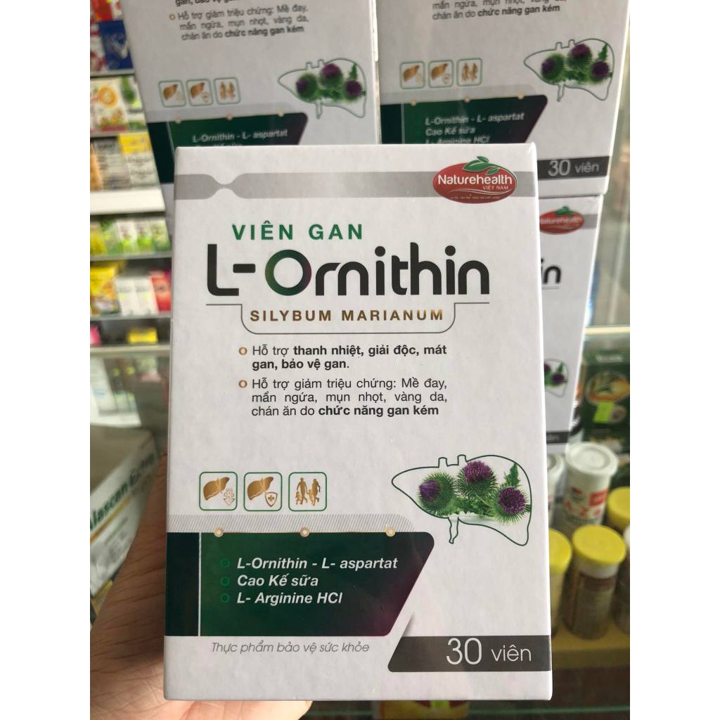 [TPBVSK] Viên Gan L-Ornithin - Hỗ trợ thanh nhiệt, giải độc, mát gan, bảo vệ gan - Hộp 30 viên.
