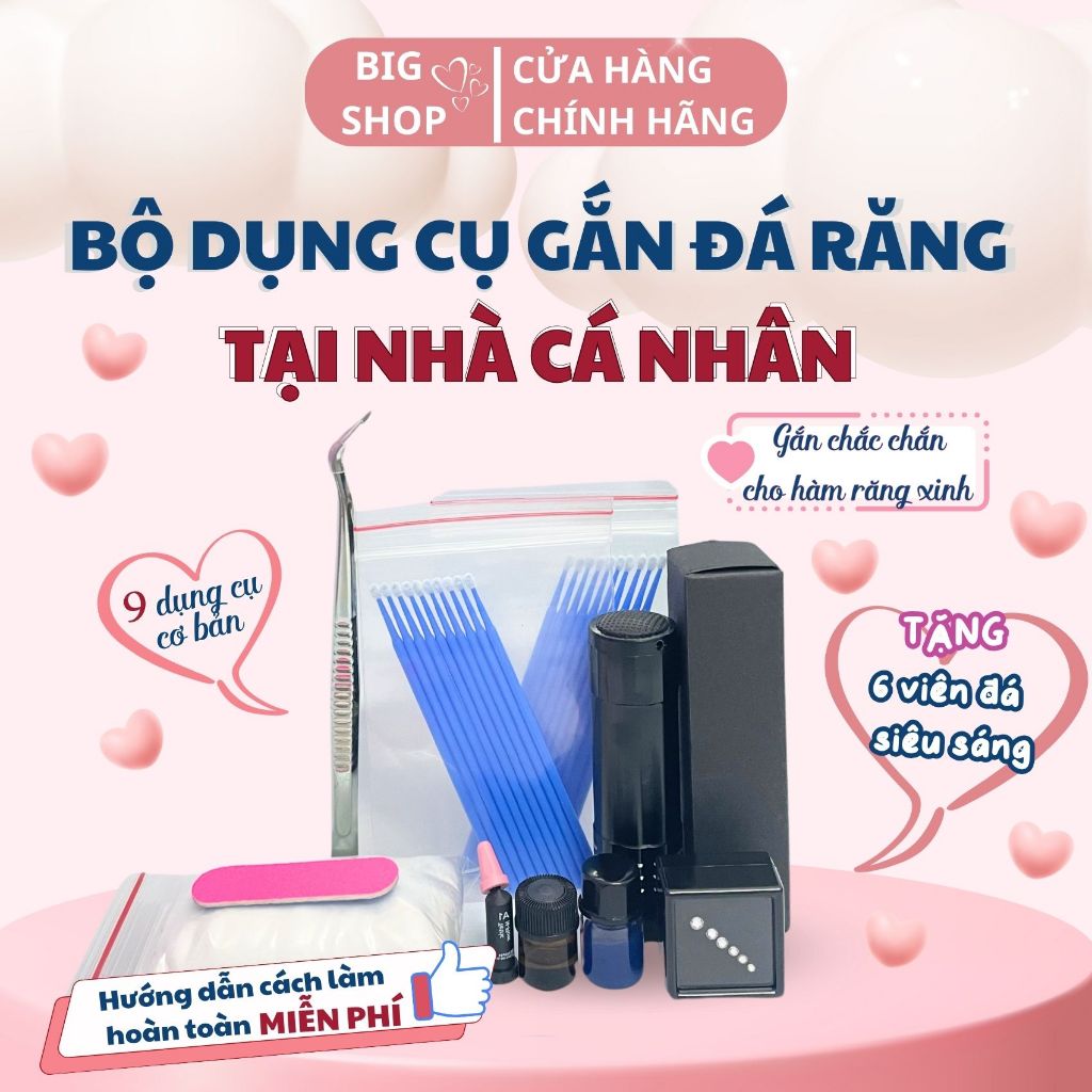 Bộ dụng cụ gắn đá răng, đính đá răng tại nhà cá nhân BIG SHOP