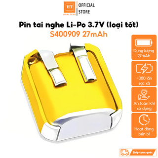 Pin Li-Po 3.7V 400909 27mAh cho tai nghe Bluetooth, có thể sạc lại được