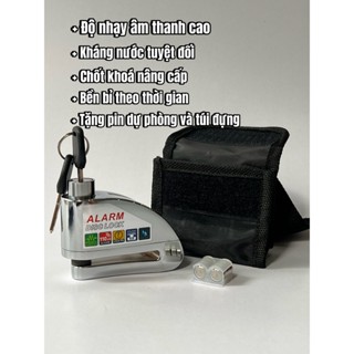 Ổ khoá đĩa xe máy bản nâng cấp chốt khoá còi báo động, còi hú chống trộm bảo hành 24 tháng ( Tặng 6v pin + Túi đựng )