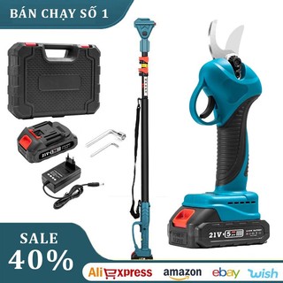 Kéo cắt cành pin | Kéo pin cắt cành trên cao | Máy cắt cành cao dùng pin | Kéo cắt cành pin gắn cán cưa cành cao C97
