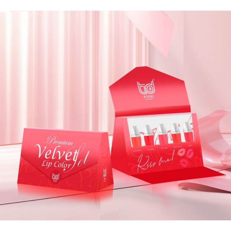 SET SON 5 MÀU 9TIDO - PREMIUM VELVET LIP TINT.