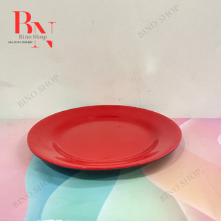 Dĩa Nhựa Cạn 2 Lớp Đỏ Đen Melamine